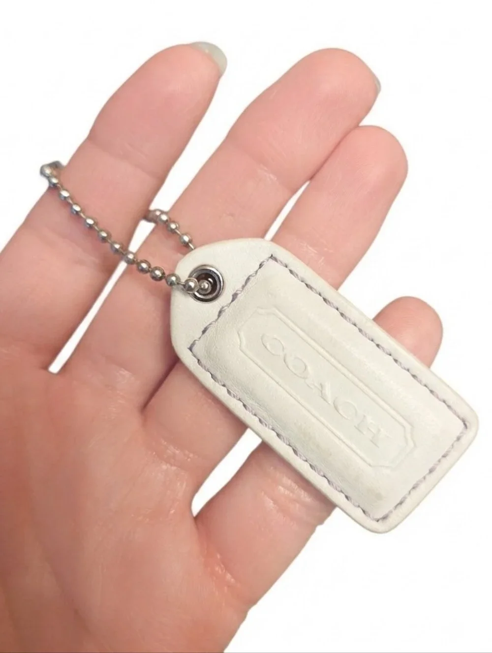 Coach Leather Hang Tag White & Purple Mini Bag Charm Key Chain Fob Replacement